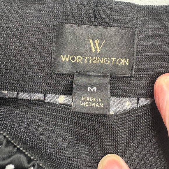 NWT Worthington Womens Black & White Splash Polka Dot Pleated Midi Skirt M Pull - Picture 3 of 9